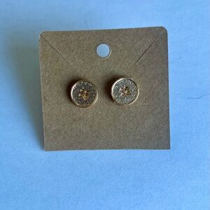 2/$15- Gold Metal Button Stud Earrings- Handmade